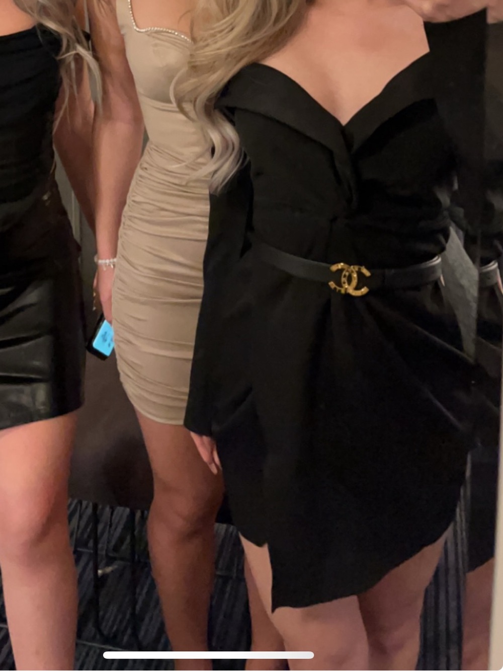 Prettylittlething Off-Shoulder Twist Front Black Dress